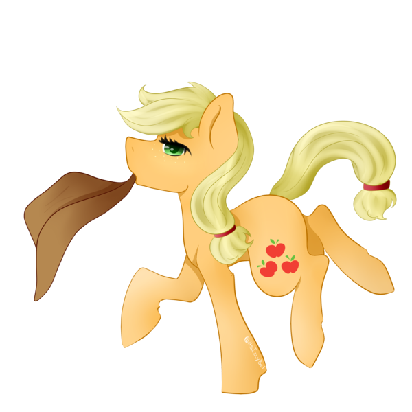 Size: 3000x3000 | Tagged: applejack, applejack's hat, artist:itsizzybel, cowboy hat, derpibooru import, hat, mouth hold, safe, simple background, solo, transparent background