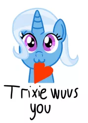 Size: 564x789 | Tagged: safe, artist:pastelhorses, derpibooru import, trixie, pony, unicorn, cute, diatrixes, female, heart, hnnng, holiday, love, mare, solo, valentine's day, wuv