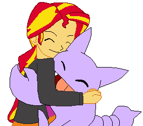 Size: 283x250 | Tagged: safe, artist:dino-kbases, artist:elmarcosluckydel96, derpibooru import, sunset shimmer, gligar, equestria girls, crossover, pokémon