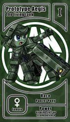 Size: 800x1399 | Tagged: armor, artist:vavacung, derpibooru import, oc, oc:prototype aegis, pactio card, safe, tank pony, tank (vehicle), unofficial characters only