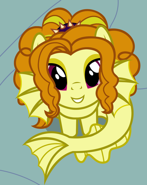 Size: 1369x1721 | Tagged: safe, artist:badumsquish, derpibooru import, part of a set, adagio dazzle, half-siren, hybrid, kelpie, siren, adoragio, badumsquish's kitties, cute, female, from above, looking at you, sitting, smiling, solo