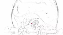 Size: 2560x1440 | Tagged: artist:frikdikulous, blushing, derpibooru import, grayscale, heart, holder's boulder, holding hands, limestone pie, monochrome, oc, oc:anon, partial color, safe