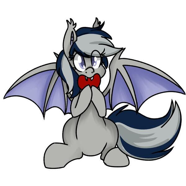 Size: 2500x2500 | Tagged: safe, artist:themodpony, derpibooru import, oc, oc:daturea eventide, unofficial characters only, bat pony, pony, cute, cute little fangs, fangs, female, heart, holiday, image, jpeg, mare, nibbling, simple background, sitting, solo, valentine's day, white background