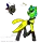 Size: 600x480 | Tagged: safe, artist:derpanater, derpibooru import, oc, oc:bleepy, oc:live "derp" bait, unofficial characters only, parasprite, pony, unicorn, blue eyes, clothes, cute, facial hair, goatee, green coat, happy, monocle, radiation suit, running, scarf, spritebot