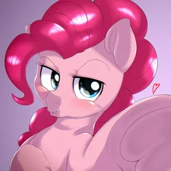 Size: 1000x1000 | Tagged: artist:ushiro no kukan, derpibooru import, frog (hoof), heart, pinkie pie, safe, solo, underhoof