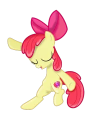 Size: 968x1275 | Tagged: apple bloom, apple bloom's bow, artist:laserpewpewrblx, bipedal, bow, cutie mark, dancing, derpibooru import, hair bow, safe, shading, simple background, solo, the cmc's cutie marks, transparent background, vector