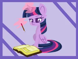 Size: 1024x778 | Tagged: safe, artist:huirou, derpibooru import, twilight sparkle, twilight sparkle (alicorn), alicorn, pony, book, female, magic, mare, pencil, solo, telekinesis