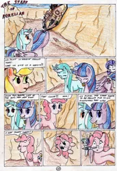 Size: 2375x3474 | Tagged: safe, artist:40kponyguy, derpibooru import, applejack, lyra heartstrings, pinkie pie, rarity, twilight sparkle, twilight sparkle (alicorn), alicorn, pony, 40kponyguy's the staff of aurelian, comic, crossover, female, leman russ, mare, traditional art, warhammer (game), warhammer 40k