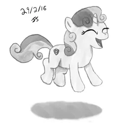 Size: 6000x6000 | Tagged: absurd resolution, artist:perplexedpegasus, cutie mark, derpibooru import, jumping, monochrome, open mouth, safe, sketch, solo, sweetie belle, the cmc's cutie marks