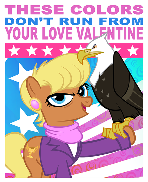 Size: 734x900 | Tagged: artist:pixelkitties, bald eagle, bird, derpibooru import, eagle, holiday, looking at you, ms. harshwhinny, open mouth, safe, valentine, valentine's day, votehorse