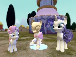 Size: 1400x1050 | Tagged: 3d, artist:soad24k, carousel boutique, cutie mark, derpibooru import, female, mannequin, rarity, safe, siblings, sisters, sweetie belle, the cmc's cutie marks