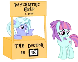 Size: 992x796 | Tagged: safe, artist:berrypunchrules, derpibooru import, sugarcoat, sunny flare, ponified, pony, equestria girls, charlie brown, equestria girls ponified, lucy's advice booth, peanuts, psychiatrist, sad, simple background, transparent background