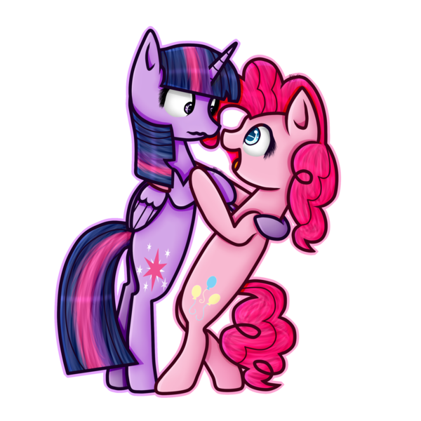 Size: 2500x2500 | Tagged: safe, artist:applejacks2, derpibooru import, pinkie pie, twilight sparkle, twilight sparkle (alicorn), alicorn, pony, bipedal, dancing, female, lesbian, mare, shipping, twinkie