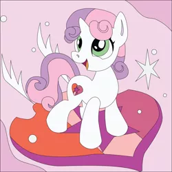 Size: 3597x3597 | Tagged: artist:the-paper-pony, cutie mark, derpibooru import, mockup, open mouth, safe, shadowbox, solo, sweetie belle, the cmc's cutie marks