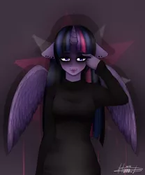 Size: 1000x1200 | Tagged: alicorn, anthro, artist:rainbowhitter, clothes, derpibooru import, emo, emotwi, safe, solo, twilight sparkle, twilight sparkle (alicorn)