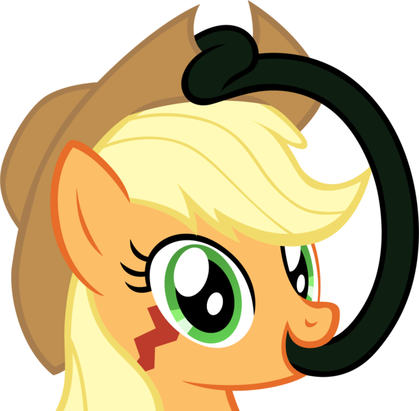 Size: 1752x1721 | Tagged: safe, artist:badumsquish, derpibooru import, applejack, monster pony, original species, tatzlpony, adoracreepy, creepy, cute, female, happy, hat, hat tip, looking at you, m'lady, simple background, solo, species swap, tatzljack, tentacle tongue, tentacles, transparent background, vector