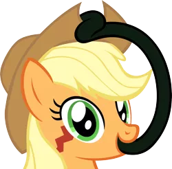 Size: 1752x1721 | Tagged: safe, artist:badumsquish, derpibooru import, applejack, monster pony, original species, tatzlpony, adoracreepy, creepy, cute, female, happy, hat, hat tip, looking at you, m'lady, simple background, solo, species swap, tatzljack, tentacle tongue, tentacles, transparent background, vector