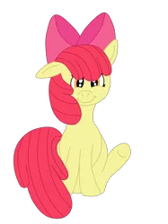 Size: 1936x2592 | Tagged: safe, artist:squipycheetah, derpibooru import, apple bloom, earth pony, pony, adorabloom, apple bloom's bow, bow, cute, flly, floppy ears, hair bow, looking at you, simple background, sitting, smiling, solo, transparent background, vector