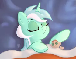 Size: 900x706 | Tagged: 1trickpone's sleeping ponies, artist:1trick, bed, derpibooru import, doll, eyes closed, human, lyra heartstrings, pillow, safe, sleeping, solo, toy