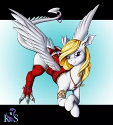 Size: 3945x4365 | Tagged: suggestive, artist:longinius, derpibooru import, oc, oc:ardana, unofficial characters only, dracony, dragon, hybrid, pony, series:rarity's secret, bracelet, clothes, corset, female, jewelry, necklace, panties, solo, solo female, stockings, thigh highs, underwear