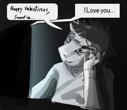 Size: 1280x1116 | Tagged: anthro, artist:gaypyjamas, computer, crying, derpibooru import, holiday, long distance relationship, oc, oc:duhveed, sad, safe, unofficial characters only, valentine's day