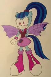 Size: 617x932 | Tagged: safe, artist:artking3000, derpibooru import, sonata dusk, anthro, plantigrade anthro, equestria girls, solo, sonic the hedgehog (series), sonicified, traditional art