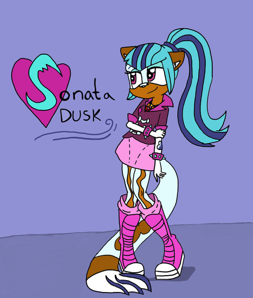 Size: 1272x1500 | Tagged: safe, artist:shonatabeata, derpibooru import, sonata dusk, anthro, dog, plantigrade anthro, equestria girls, dogified, solo, sonic the hedgehog (series), sonicified, species swap