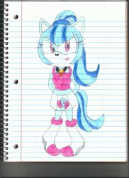 Size: 2550x3510 | Tagged: safe, artist:bluespeedsfan92, derpibooru import, sonata dusk, anthro, plantigrade anthro, equestria girls, solo, sonic the hedgehog (series), sonicified, traditional art