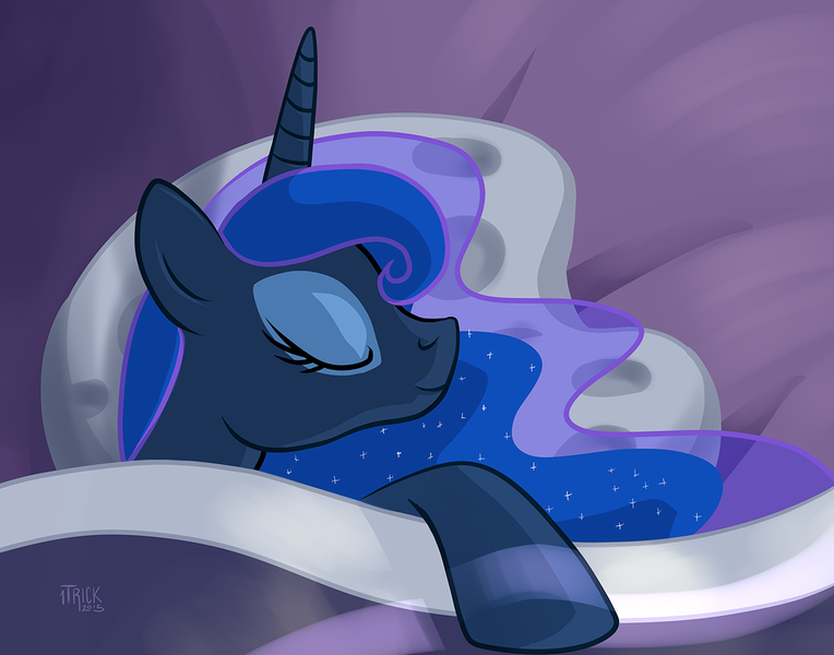 Size: 1200x942 | Tagged: 1trickpone's sleeping ponies, artist:1trick, blanket, derpibooru import, pillow, princess luna, safe, sleeping, solo