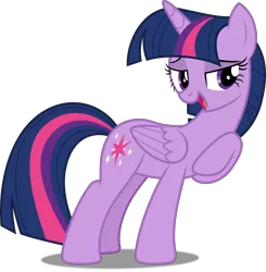 Size: 4904x5000 | Tagged: safe, artist:dashiesparkle, artist:hawk9mm, derpibooru import, edit, vector edit, twilight sparkle, twilight sparkle (alicorn), alicorn, pony, what about discord?, .svg available, absurd resolution, bedroom eyes, female, full body, inkscape, mare, open mouth, ponyscape, raised hoof, simple background, solo, transparent background, vector