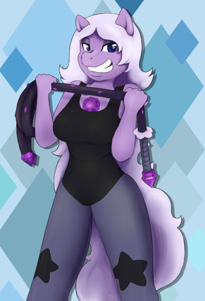 Size: 1600x2354 | Tagged: safe, artist:chipflake, derpibooru import, ponified, anthro, pony, amethyst (steven universe), crossover, solo, steven universe