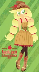 Size: 545x1000 | Tagged: safe, artist:caramelcookie, derpibooru import, applejack, equestria girls, friendship through the ages, country applejack, rockin' hair, sleeveless, solo