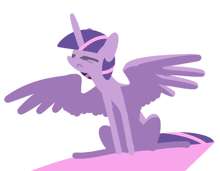 Size: 897x697 | Tagged: safe, artist:nobody, derpibooru import, twilight sparkle, twilight sparkle (alicorn), alicorn, pony, eyes closed, female, mare, sitting, solo, spread wings, tired, wings