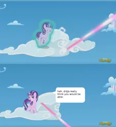 Size: 1194x1313 | Tagged: abuse, crossover, derpibooru import, discovery family logo, glimmerbuse, imminent death, levitation, magic, safe, sans (undertale), screencap, self-levitation, spoilers for another series, starlight glimmer, telekinesis, the cutie re-mark, undertale