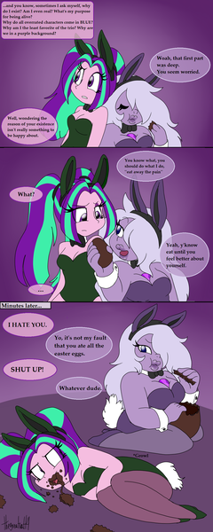 Size: 1000x2500 | Tagged: safe, artist:queentigrel, derpibooru import, aria blaze, equestria girls, amethyst (steven universe), bare shoulders, bunny suit, clothes, crossover, image, playboy bunny, playboy bunny aria blaze, png, sleeveless, steven universe, strapless