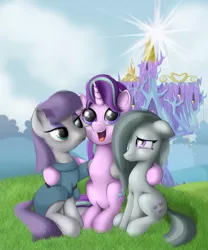 Size: 2000x2400 | Tagged: artist:dcencia, cute, derpibooru import, hilarious in hindsight, marble pie, maud pie, safe, starlight glimmer, twilight's castle