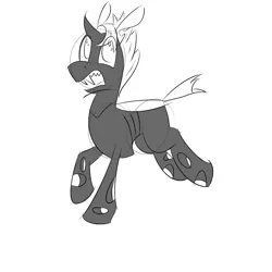 Size: 2500x2500 | Tagged: artist:darklordsnuffles, changeling, derpibooru import, male, monochrome, oc, oc:#4330715, safe, solo, unofficial characters only