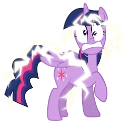 Size: 7100x7000 | Tagged: safe, artist:tardifice, derpibooru import, twilight sparkle, twilight sparkle (alicorn), alicorn, pony, twilight's kingdom, absurd resolution, electricity, electrocution, female, funny, funny face, hilarious, mare, overpowered, photoshop, raised hoof, simple background, solo, transparent background, vector