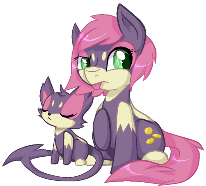 Size: 886x800 | Tagged: safe, artist:paintsplatter, derpibooru import, ponified, pony, purrloin, pokémon, tongue out, video game