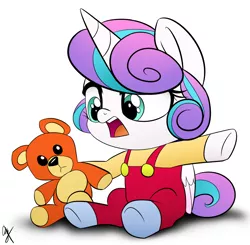 Size: 1100x1080 | Tagged: artist:supermare, crossover, derpibooru import, family guy, princess flurry heart, rupert (family guy), safe, solo, stewie griffin, teddy bear