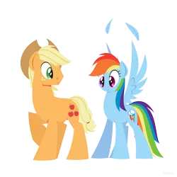 Size: 1280x1280 | Tagged: safe, artist:hoverrover, derpibooru import, applejack, rainbow dash, earth pony, pegasus, pony, :o, appledash, appledash (straight), applejack (male), applejack's hat, butt, cowboy hat, cutie mark, eyes on the prize, feather, female, half r63 shipping, hat, hooves, lesbian, lineless, looking back, male, mare, open mouth, plot, raised hoof, rule 63, shipping, simple background, spread wings, stallion, stare, straight, transparent background, wide eyes, wingboner, wings