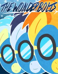 Size: 610x779 | Tagged: safe, artist:sorcerushorserus, derpibooru import, misty fly, soarin', spitfire, pony, clothes, poster, uniform, wonderbolts, wonderbolts uniform