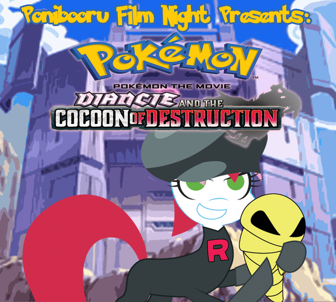 Size: 1000x900 | Tagged: derpibooru import, diancie and the cocoon of destruction, kakuna, oc, oc:flicker, pokémon, ponibooru film night, safe, team rocket