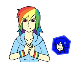 Size: 592x488 | Tagged: angry, artist:cartoonartist95, crossover, derpibooru import, human, humanized, rainbow dash, safe, simple background, sonic the hedgehog, sonic the hedgehog (series), white background, worried