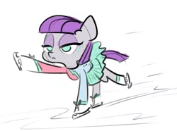Size: 969x722 | Tagged: :<, artist:nobody, clothes, derpibooru import, ice skates, ice skating, majestic, maudjestic, maud pie, raised hoof, raised leg, safe, skating, sketch, skirt, solo, the gift of the maud pie