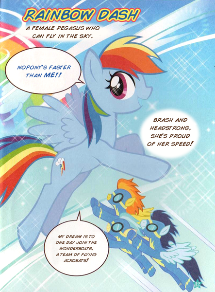 Size: 809x1096 | Tagged: safe, artist:akira himekawa, derpibooru import, official, misty fly, rainbow dash, soarin', spitfire, pony, manga, translation, wonderbolts