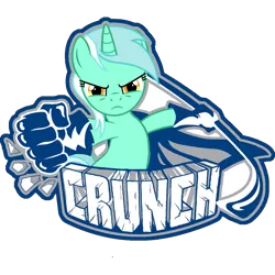 Size: 1123x1123 | Tagged: ahl, angry, artist:lyraheartstrngs, derpibooru import, hand, hockey, hockey stick, ice hockey, logo, logo parody, lyra heartstrings, lyra's humans, pose, safe, sports, syracuse crunch