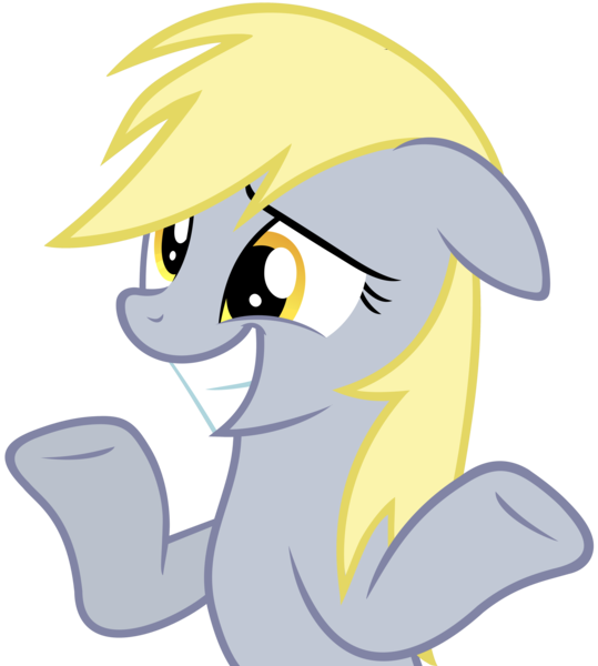 Size: 5342x5942 | Tagged: safe, artist:slb94, derpibooru import, derpy hooves, pegasus, pony, amending fences, absurd resolution, female, grin, i just don't know what went wrong, mare, nervous, shrug, simple background, smiling, solo, transparent background, vector