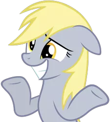 Size: 5342x5942 | Tagged: safe, artist:slb94, derpibooru import, derpy hooves, pegasus, pony, amending fences, absurd resolution, female, grin, i just don't know what went wrong, mare, nervous, shrug, simple background, smiling, solo, transparent background, vector