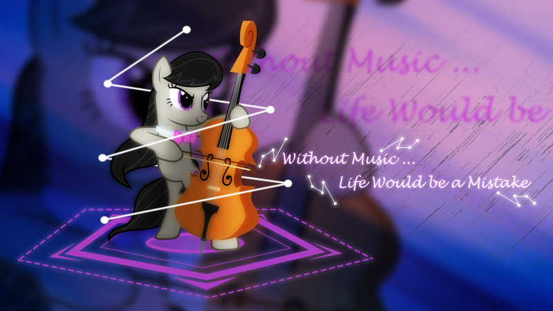 Size: 1920x1080 | Tagged: artist:skycraftdie, artist:wishdream, bow (instrument), cello, cello bow, derpibooru import, edit, friedrich nietzsche, musical instrument, octavia melody, quote, safe, vector, wallpaper, wallpaper edit